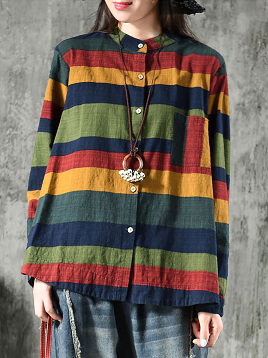 Aelina - Camicia a Maniche Lunghe a Righe