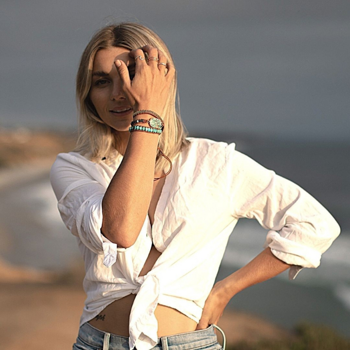 Natilda - Bracciale Avvolgente Curativo in Turchese e Diaspro