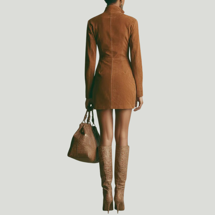 Narion - Abito in Pelle Scamosciata con zip