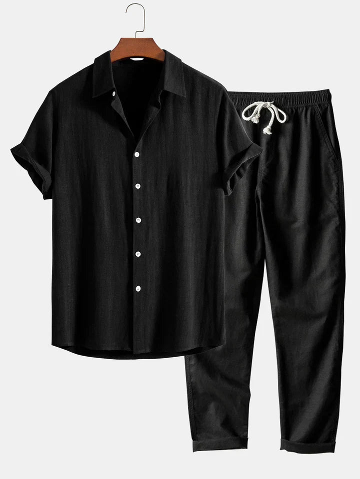 Booker - Camicia In Misto Lino Con Pantaloni Dritti