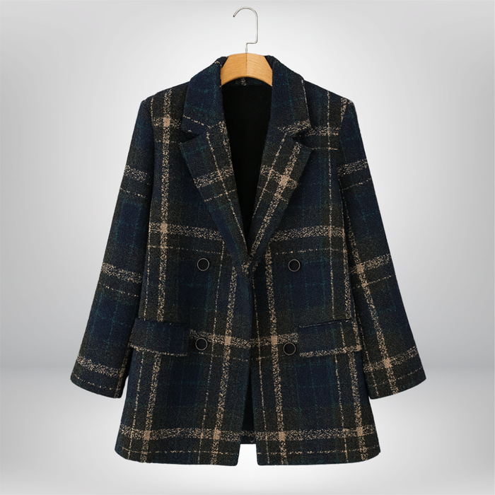 Kavina - Cappotto Classico in Lana a Quadri