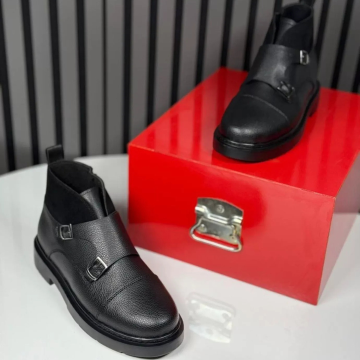 Abner - Stivali in Pelle Con Cinturino Fibbia Monk