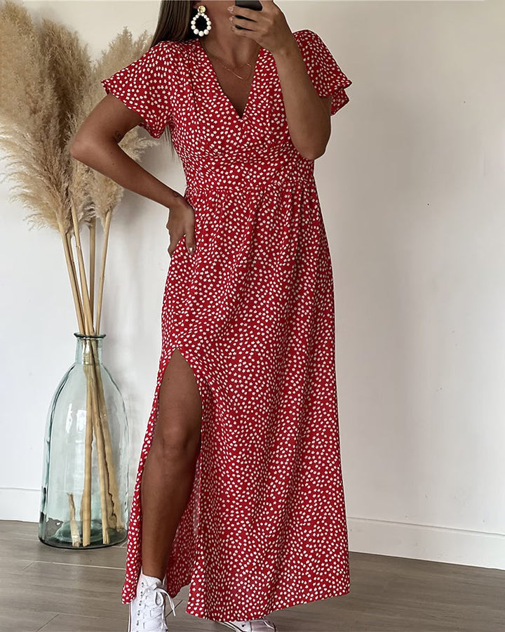 Lucienne - Maxi Abito Stampato Con Scollo a V