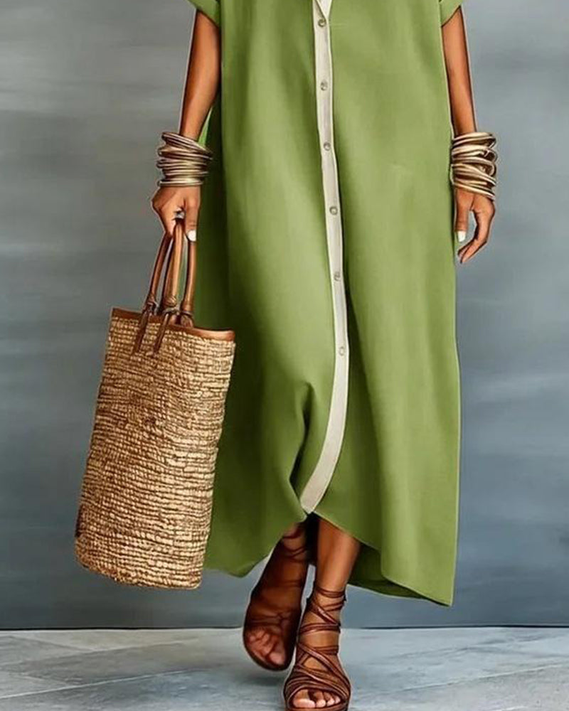 Nerena - Elegante Abito Camicia Con Collo a V Drappeggiato