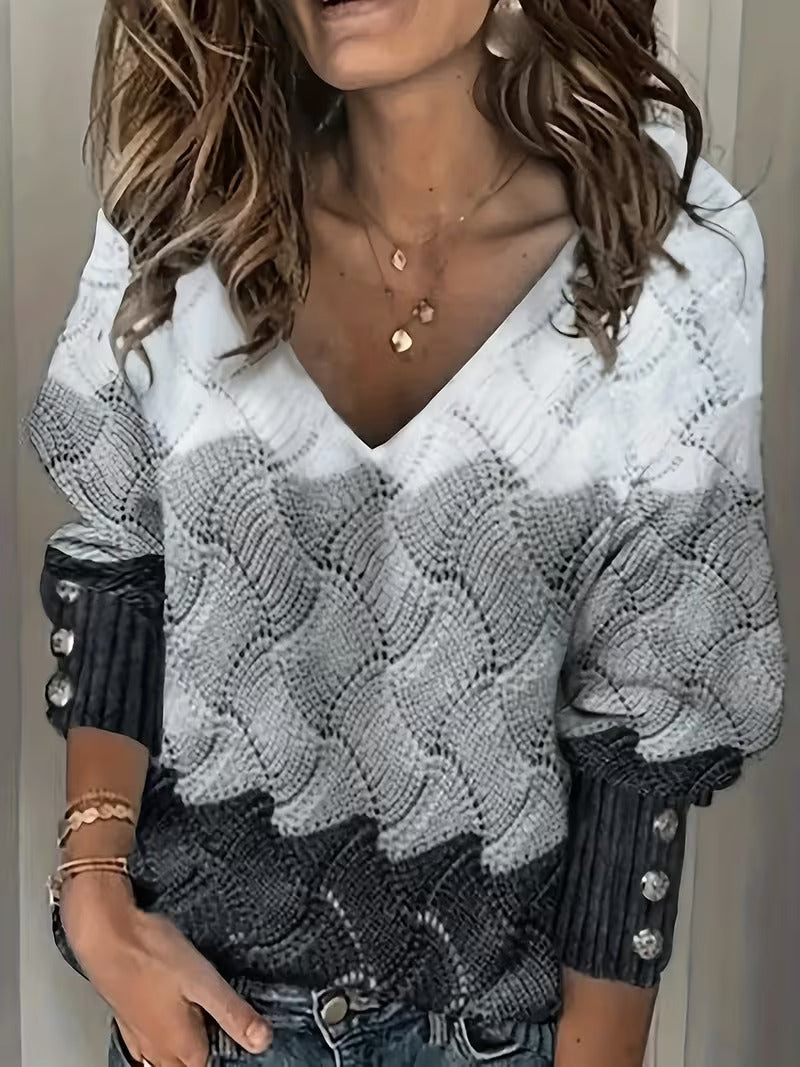 Sinara - Elegante Maglione Con Scollo A V E Maniche Lunghe