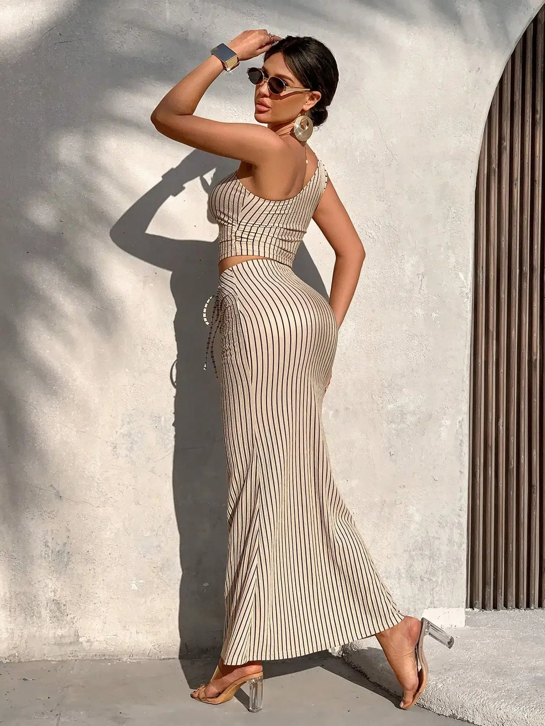 Shaiyla - Elegante Completo a Due Pezzi a Righe