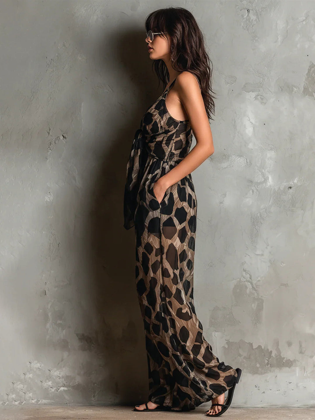 Apophia - Tuta Con Stampa Animalier E Scollo All’americana