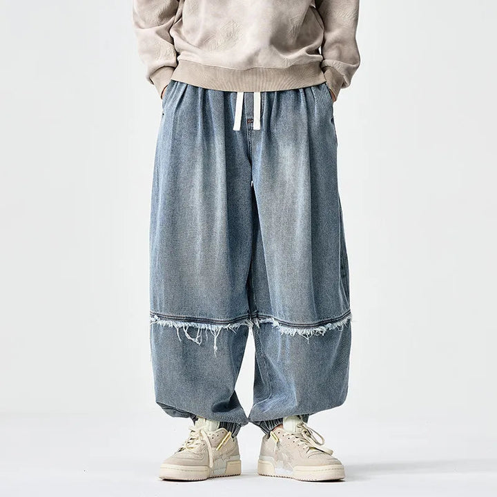 Brennan - Eleganti Pantaloni Da Jogging In Denim a Gamba Larga
