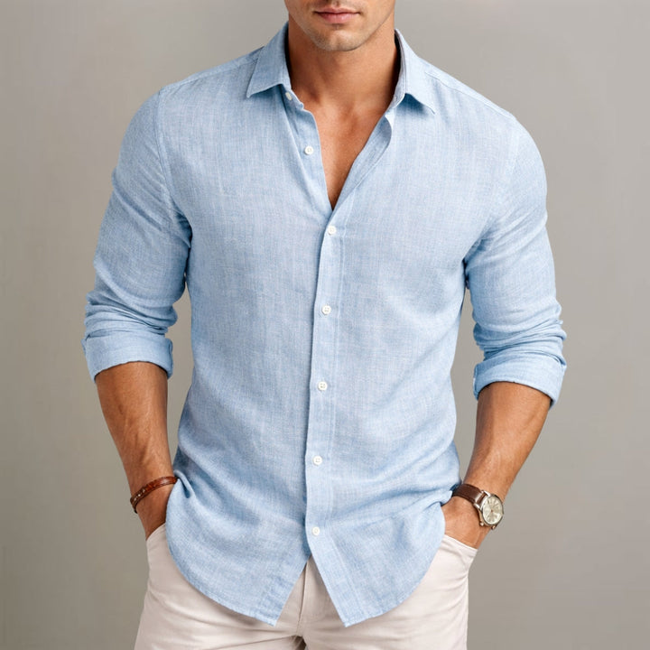Dilshan - Camicia Casual in Cotone e Lino Con Bottoni