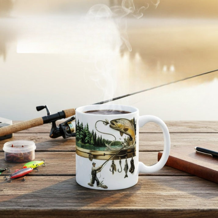 TackleMug - Tazza da Caffè con Motivo a Tema Pesca
