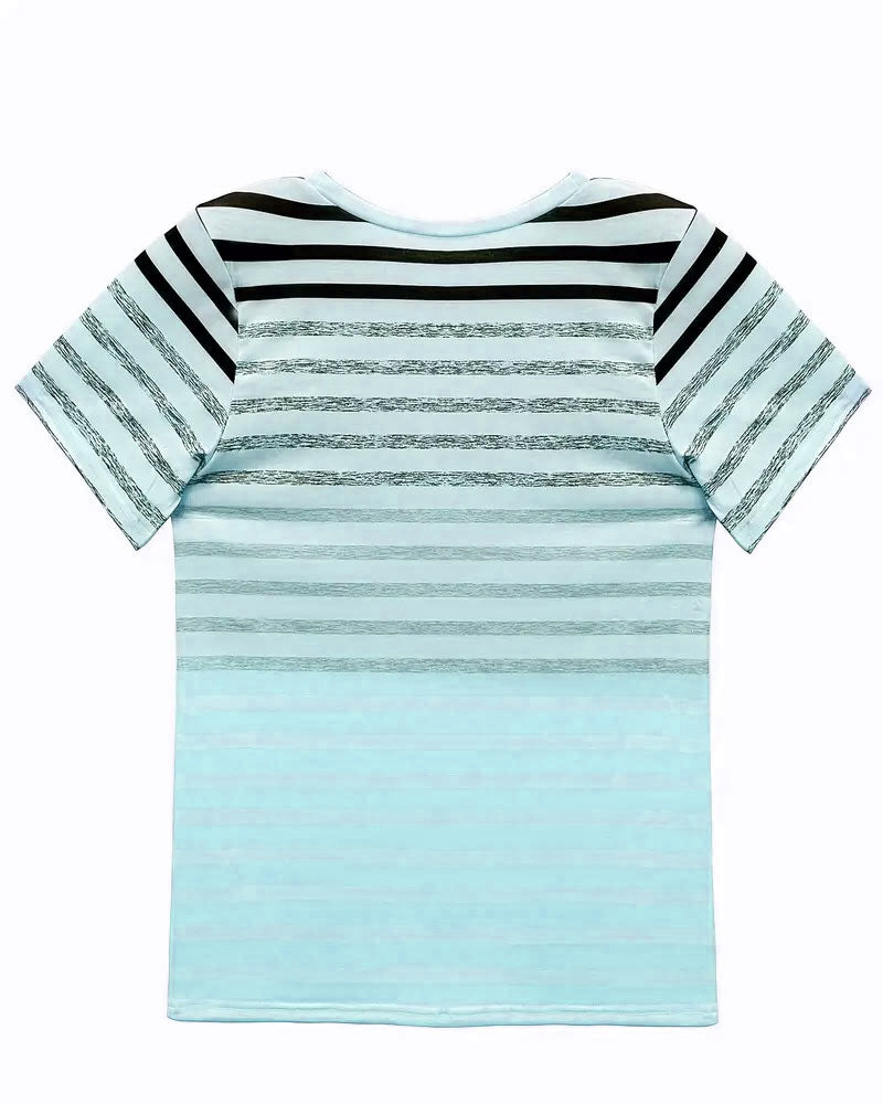 Kellie - T-Shirt A Righe Girocollo E Maniche Corte