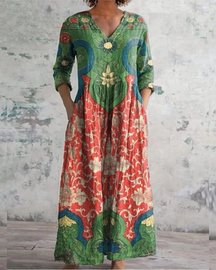 Bernadine - Abito Lungo Vintage a Fiori