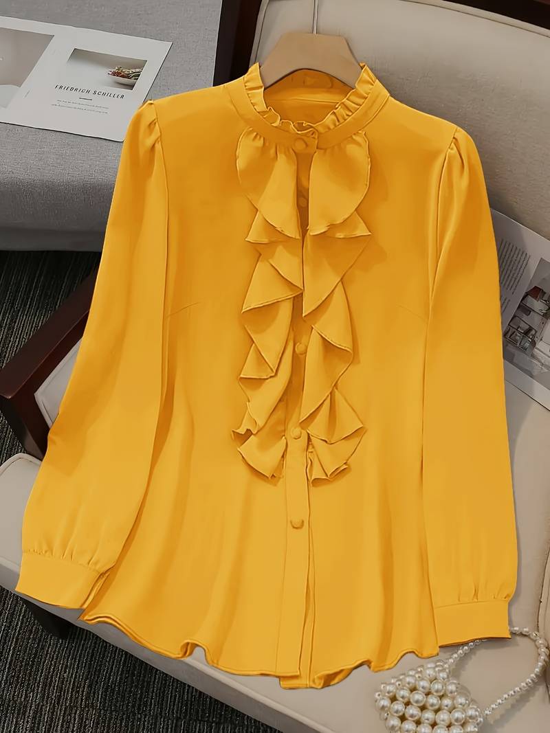 Sivanah - Elegante Camicia Con Abbottonatura e Volant Con Drappeggio