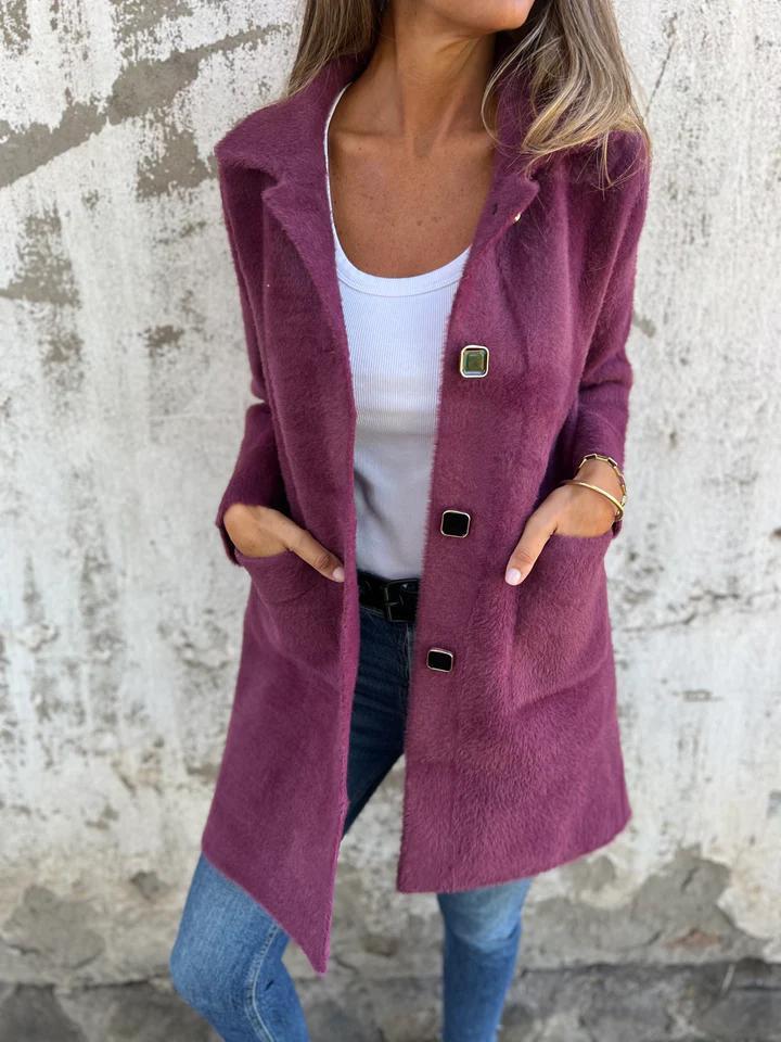 Rionna - Cappotto Con Bottoni e Tasche a Maniche Lunghe
