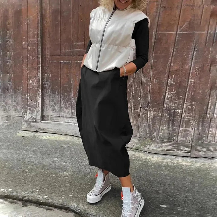 Vionel - Abito In Poliestere A Maniche Lunghe Con Tasche