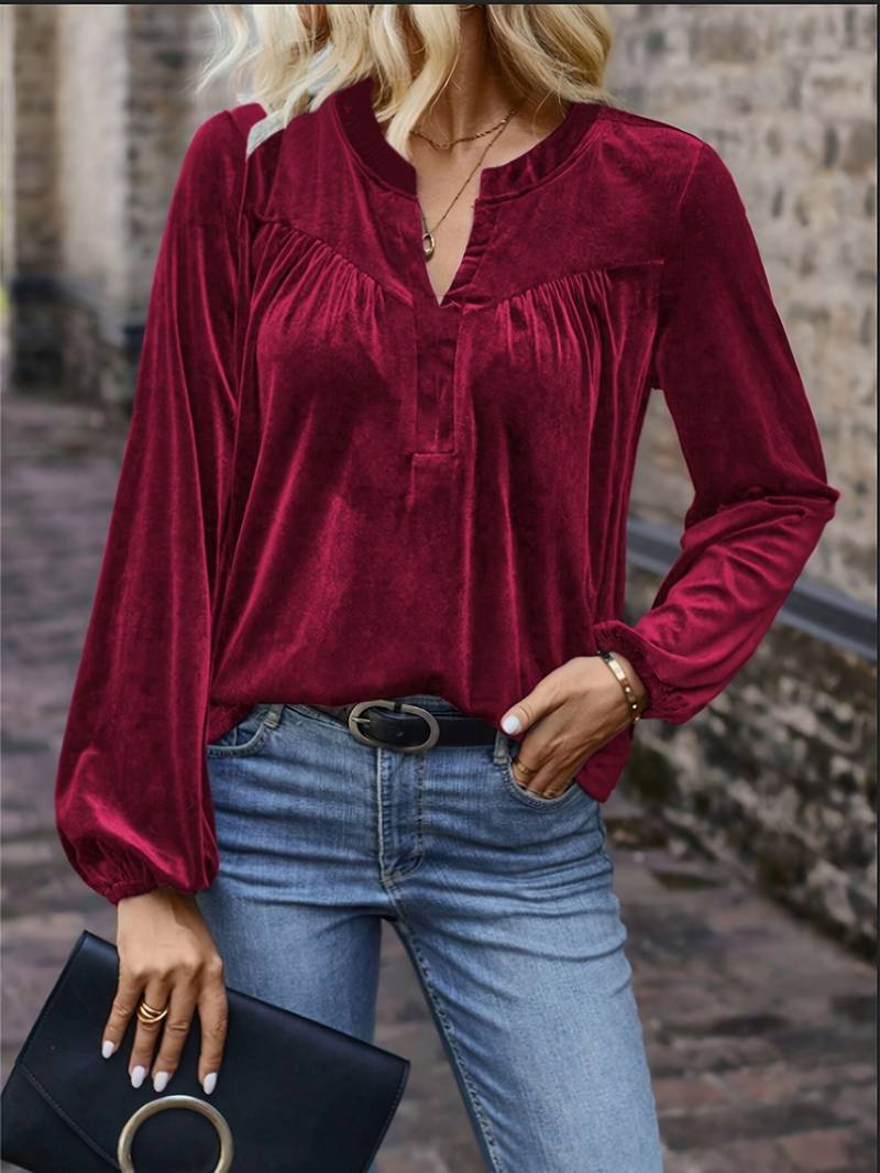 Lihi - Maglia Comoda a Maniche Lunghe Con Scollo a V