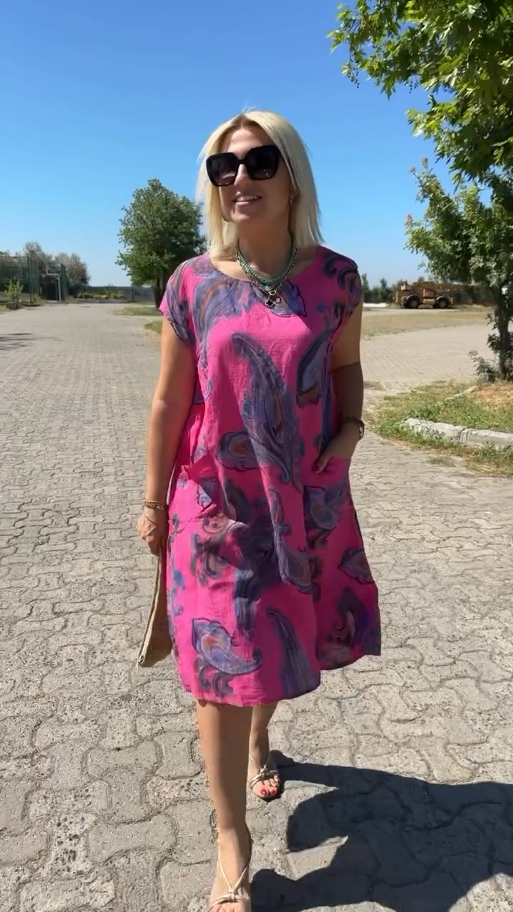 Hazal - Elegante Abito in Cotone Con Stampa