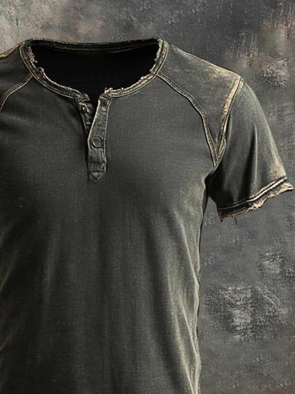 T-Shirt Vintage Da Uomo Con Maniche Corte Effetto Consumato