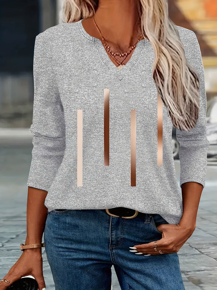 Ziqian - Elegante Camicia Stampata a Maniche Lunghe