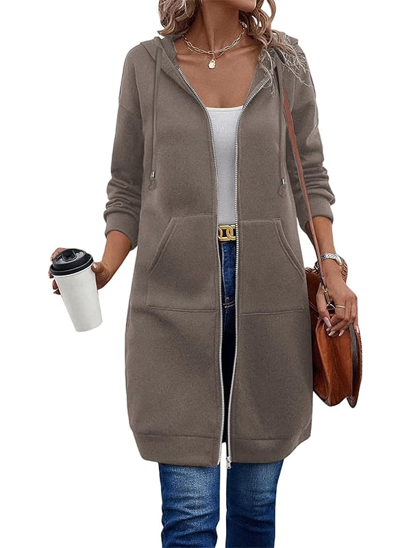 Dfida - Felpa Con Cappuccio Casual In Pile Con Zip