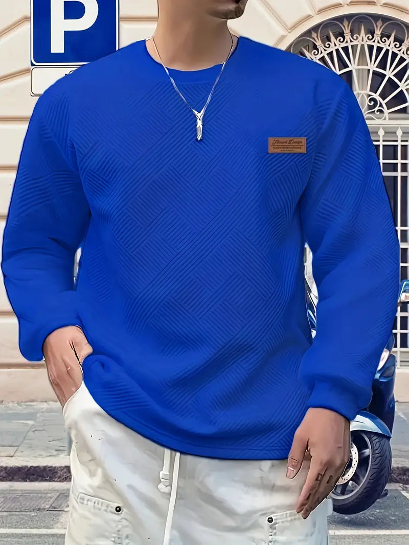 Malinga - Felpa Casual Con Motivo Geometrico e Maniche Lunghe