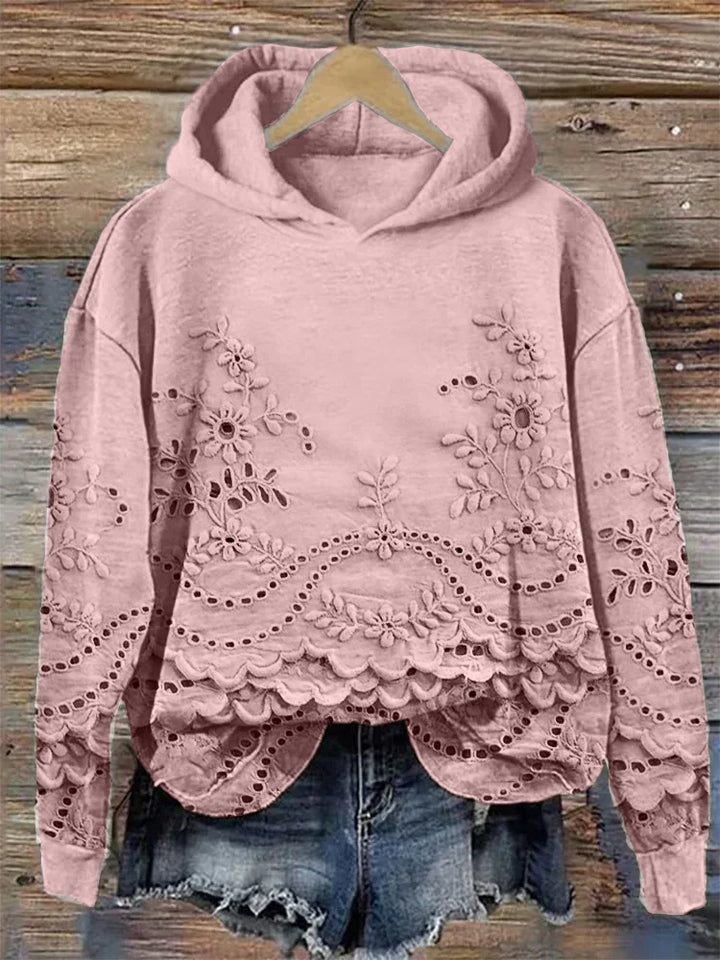 Leenja - Felpa Con Cappuccio Casual a Trama Floreale