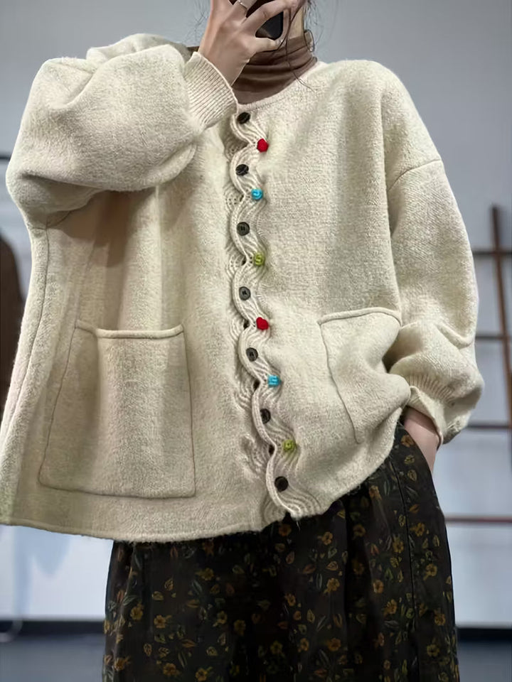 Kynza - Cardigan Sovradimensionato Con Bottoni Colorati Sul Davanti