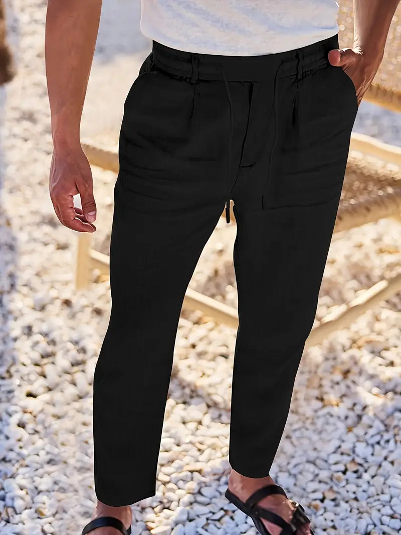 Nichols - Pantaloni Larghi In Lino Con Coulisse