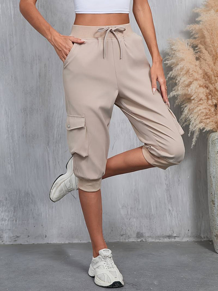 Kirabo - Pantaloni Cargo Estivi Con Tasche Multiple E Elastico a Costine