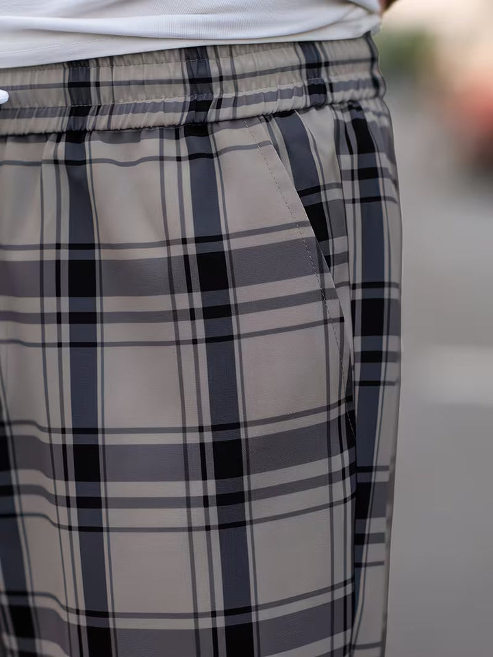 Idriz - Pantaloni a Quadri Con Elastico in Vita