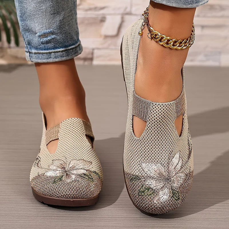 Martine – Scarpe In Maglia Traspirante Con Ricami Floreali