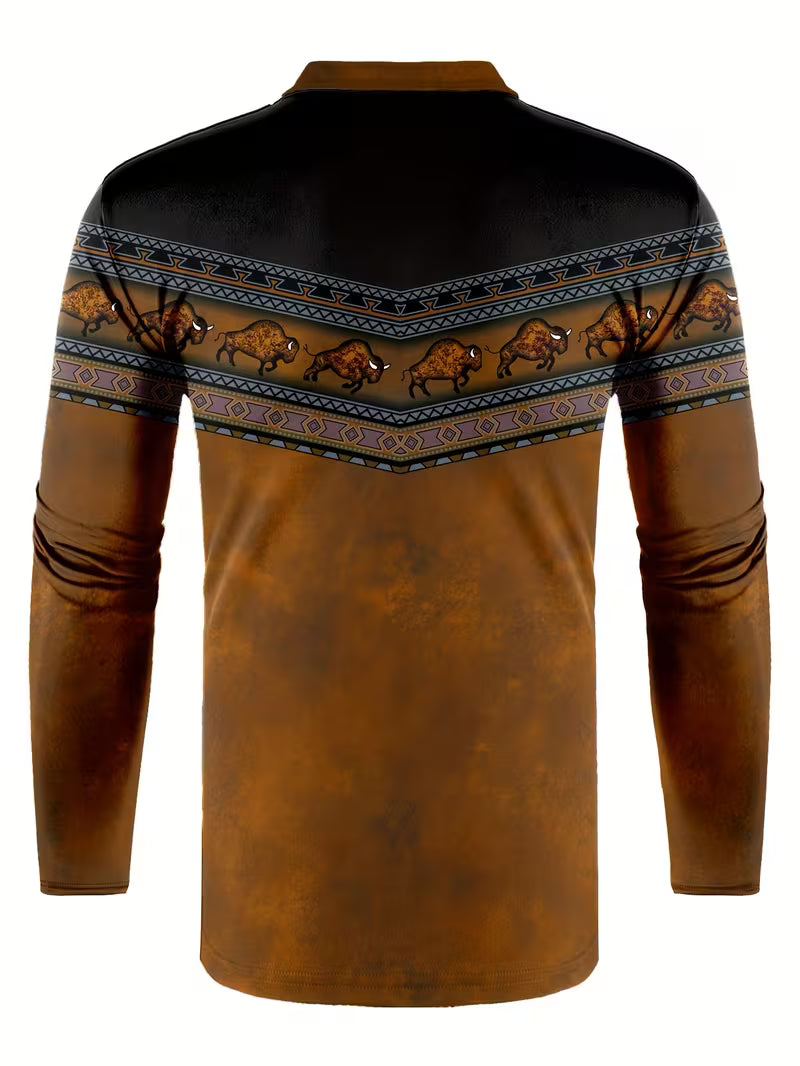 Tamas - Polo Casual Vintage Con Stampa 3D a Colori