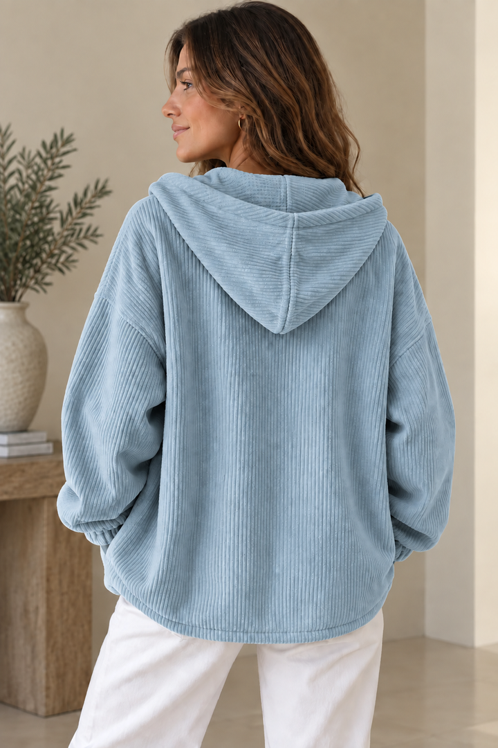 Nalina - Giacca Oversize Con Cappuccio in Velluto a Coste