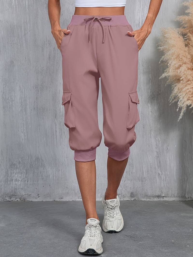 Kirabo - Pantaloni Cargo Estivi Con Tasche Multiple E Elastico a Costine
