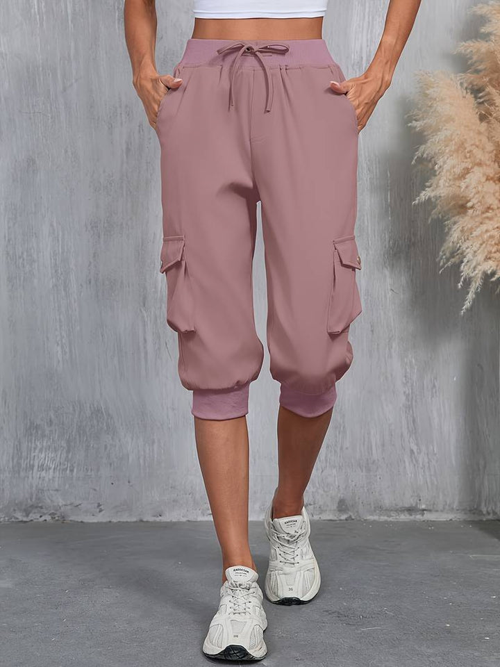 Kirabo - Pantaloni Cargo Estivi Con Tasche Multiple E Elastico a Costine