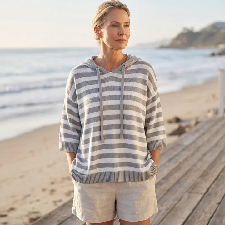 Kiera - Felpa Con Cappuccio Oversize a Righe