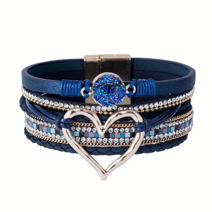Joely - Bracciale In Pelle Multistrato Con Disegno a Cuore