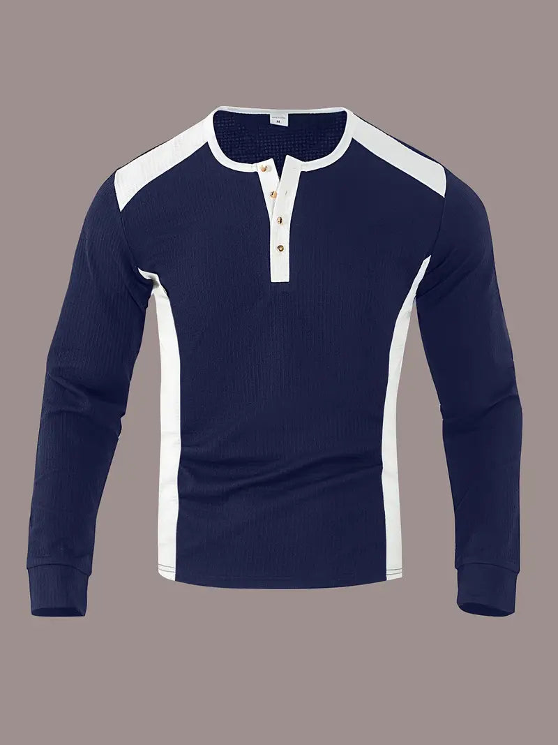 Kyran - Camicia Henley A Maniche Lunghe Con Motivo A Nido d'Ape