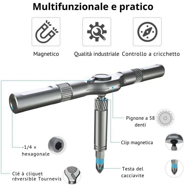 UltraFix - Kit Di Strumenti Per Cacciaviti a Cricchetto 24 in 1