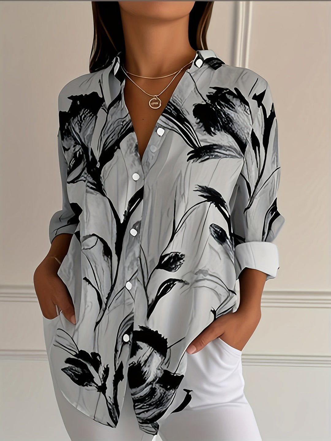 Ulka - Camicia a Maniche Lunghe Con Stampa Floreale