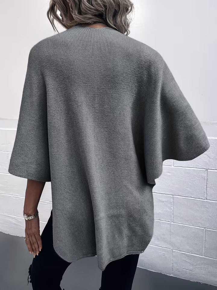 Maebry - Cardigan Scialle Lavorato a Maglia con Cappuccio Rotondo
