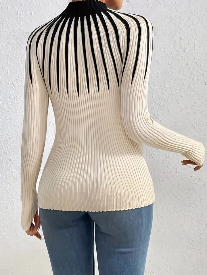 Maider - Elegante Maglione a Maniche Lunghe Con Collo Alto