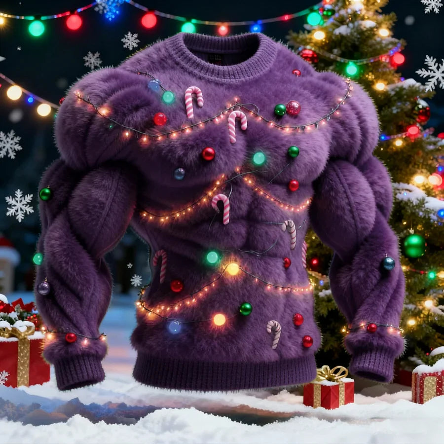 Nissanka - Elegante Maglione Natalizio a Maniche Lunghe Con Motivo ad Albero di Natale