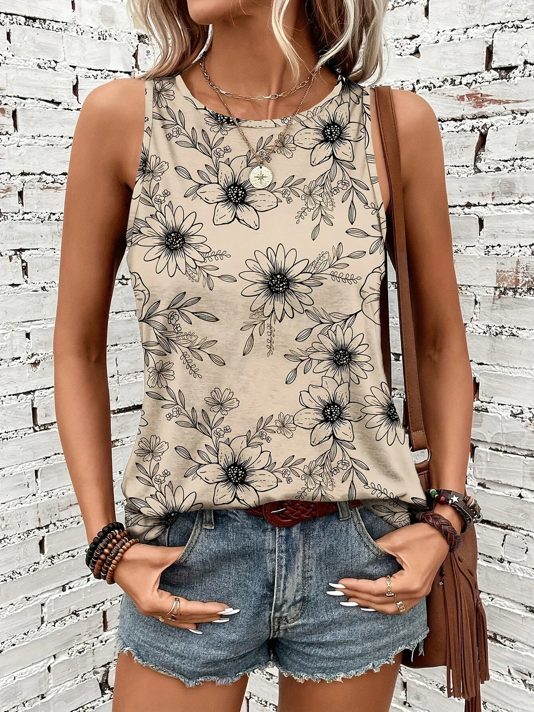 Lilou - Top Estivo Casual Con Stampa Floreale
