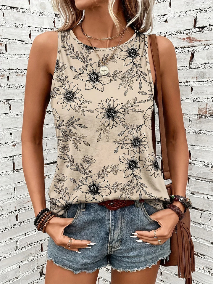Lilou - Top Estivo Casual Con Stampa Floreale
