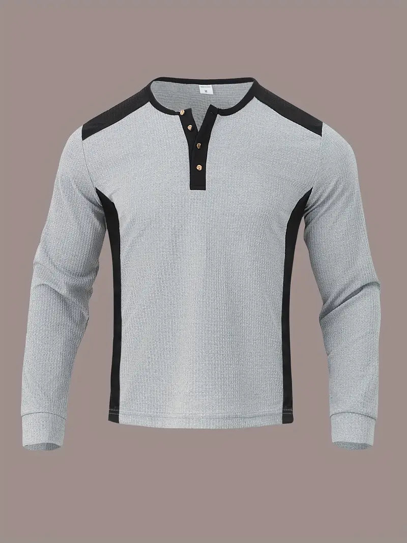 Kyran - Camicia Henley A Maniche Lunghe Con Motivo A Nido d'Ape