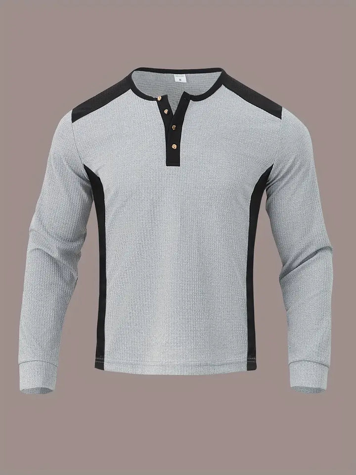 Kyran - Camicia Henley A Maniche Lunghe Con Motivo A Nido d'Ape