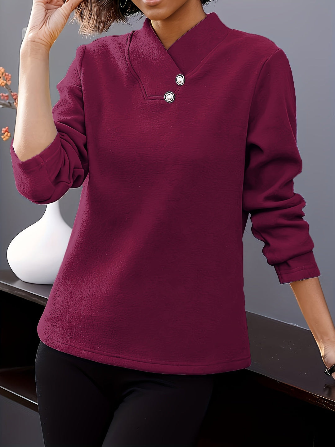 Bonya - Maglia Casual a Maniche Lunghe Con Scollo a V