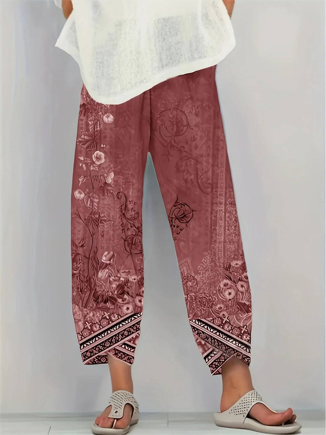 Kayden - Pantaloni Capri Floreali Vintage