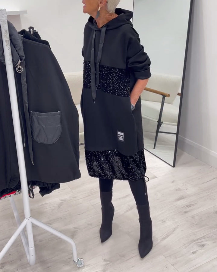 Mansherry - Abito Con Cappuccio Patchwork Alla Moda